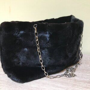 New Shaved BLACK REAL FUR MINK PURSE BAG CLUTCH Black GOTH $350 INSTITUT NYC